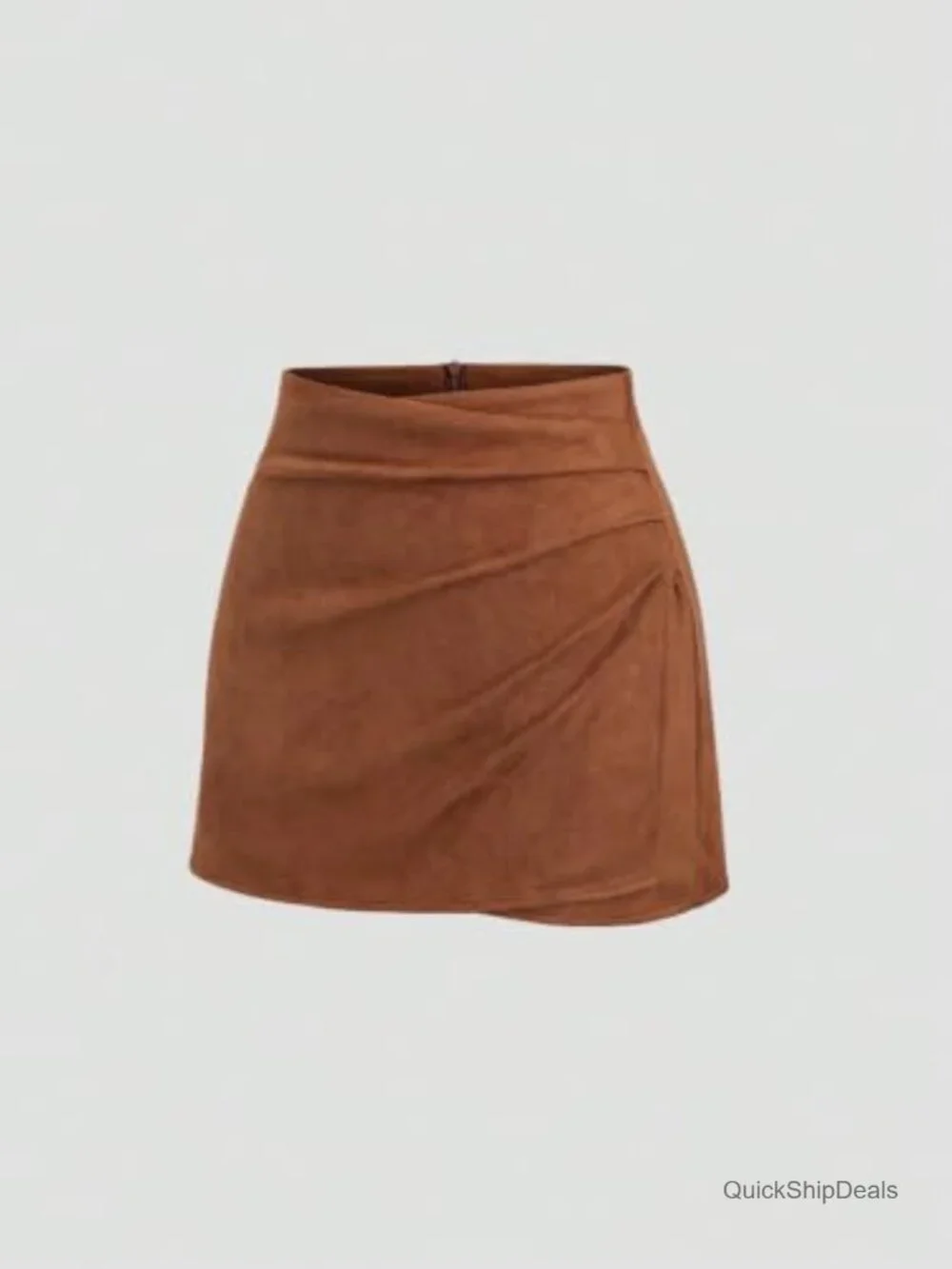 Suede Wrap Skirt Bodycon High Waist Tulip Hem Mini